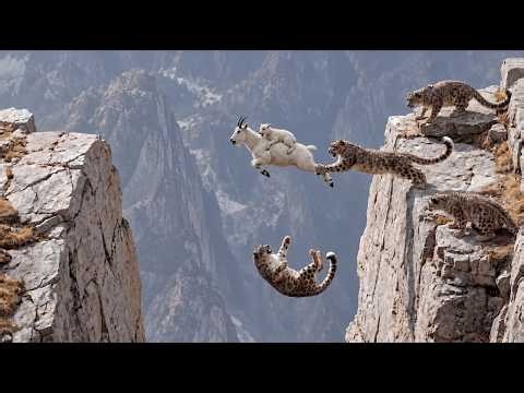 Snow Leopard Hunts a Mother Mountain Goat and Her Baby on a Deadly Cliff | Wildlife documentary