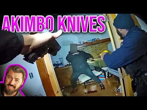 Cops BLAST Double Knife Attacker!