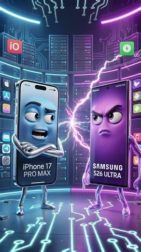 iPhone vs Samsung epic rivalry animation 🎬 #shorts #phonecomparison
