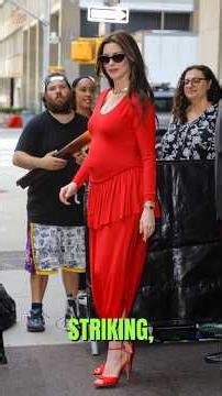 Anne Hathaway Redefines Maternity Style in Striking Crimson — NYC Press Tour ❤️‍🔥