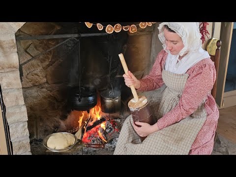 Churning Butter & Baking Bread in 1800s America - December, 1828 ASMR
