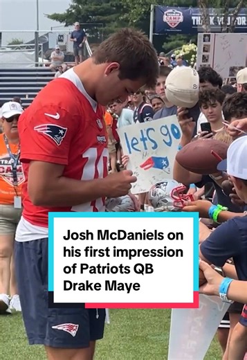 New England Patriots Offensive Coordinator Josh McDaniels talks with WBZ's Steve Burton about his first impressions of Drake Maye and what he looks for in a quarterback. Tune into Patriots Gameday to hear more from Steve’s interview with Josh McDaniels - tomorrow at 11:30am on WBZ. @New England Patriots #patriots #drakemaye #newenglandpatriots #nfl #boston