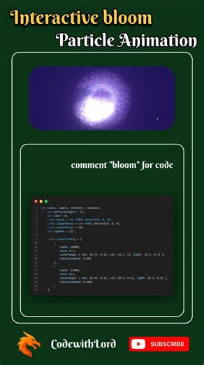 Interactive Bloom Particle Animation | Three.js Creative Web Effect | CodewithLord