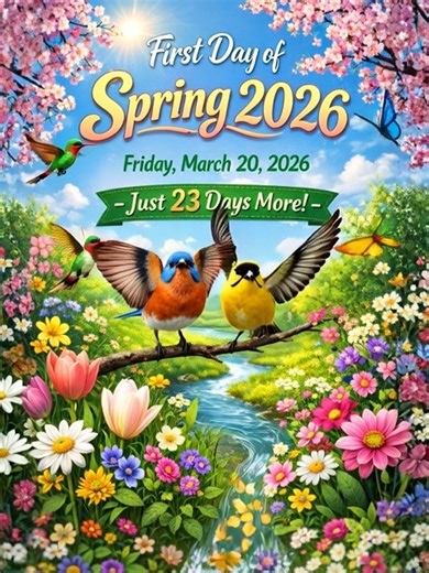 🌸✨ 23 Days Until Spring 2026! ✨🌸 The countdown is on! 🌷💛 In just 23 days, we’ll welcome the First Day of Spring – Friday, March 20, 2026 🌞🌿 Brighter mornings, blooming flowers, singing birds, and fresh new beginnings are almost here. 🌼🦋 Let’s get ready to say goodbye to winter and hello to sunshine and color! Who’s excited for spring vibes? 🌸 #spring #springvibes | Happy thanksgiving wishes