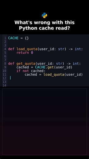 Whats wrong with this Python cache read? #whatswrongwiththispythoncode