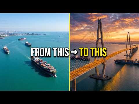 Building a Massive Cable-Stayed Bridge Over a Coastal Harbor | Full Construction Timelapse
