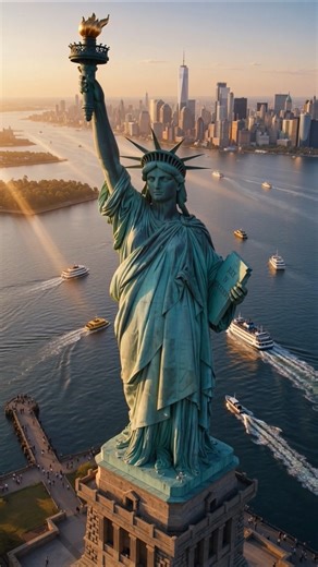 Ultra Realistic Drone Shot of the Statue of Liberty | 8K Cinematic Aerial View
