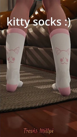 Cozy Kitty Socks Showcase 🧦🐱 #Shorts #3DAnimation #waifu #anime