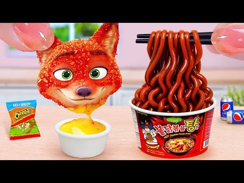 Zootopia Food Recipe 🍟 How To Make Chicken Nuggets Nick and Black Bean Noodles 🍤 Tina Mini Cooking