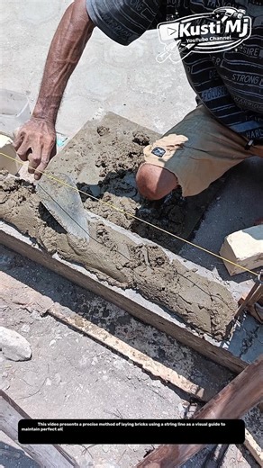 Accurate Brick Laying with String Line Guide | Straight Wall Construction Technique.