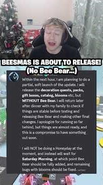 BEESMAS RELEASING IN 1 HOUR! Without Bee Bear... (Bee Swarm Simulator)