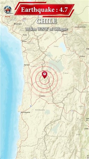 8th earthquake today 4 7 mag 36 km WNW of Ollague ,chile Sep 6 2026 #earthquake #earth #globalnews
