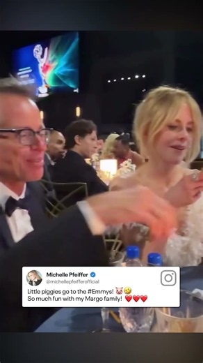 Michelle Pfeiffer gives us a look at the "Margo's Got Money Troubles" #Emmys table. 😂 #AwardsSeason