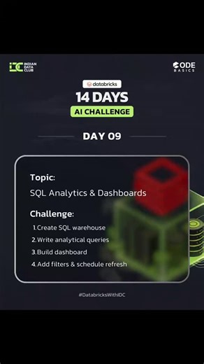 Subhasis Das on Instagram: "Day 9 on Databricks. Built my first SQL dashboard, moving from notebook exploration to queries, visuals, and a scheduled refresh. Worked across notebooks, SQL editor, and dashboards to bring revenue trends, moving averages, conversion rates, and customer analysis into one place. Seeing everything update together made the shift from analysis to consumption very clear. These screenshots capture the code, the queries, and the final dashboard. From answers to something ot