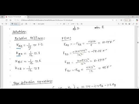 Analysis of Frame using slope deflection method part 1