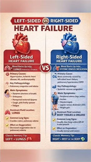 Right-Sided vs Left-Sided Heart Failure | USMLE & Clinical Overview #usmle #usmlereview