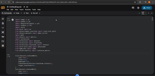 #deeplearning #pytorch #cnn #convolutionalneuralnetwork #fashionmnist #computervision #ai #machinelearning #python #googlecolab #neuralnetworks #studentdeveloper #learninginpublic #aiengineer #btech | RNS Navadeep