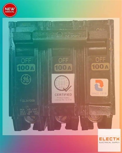 GE Circuit Breaker 100A 3Pole, 3 Phase Plug In Breaker TQL, Circuit Breakers TQL34100B