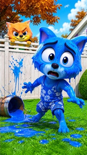 Fox Turns BLUE to Fool the Police! 😱🚔 #bkuefox #PoliceChase #FunnyFox #KidsCartoon