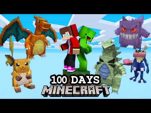 Mikey And JJ Survived 100 Days on ONE BLOCK of POKEMON