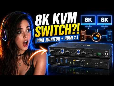 Control 2 Computers with Dual 8K Displays | BG-8K-KVM22A HDMI 2.1 KVM Switch