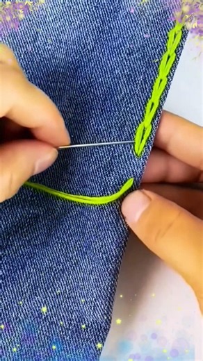 💗💥Cutest Borderline Embroidery Tutorial! 🔥 #shorts​ #handembroidery​ #embroidery​ #trending​ #viral​