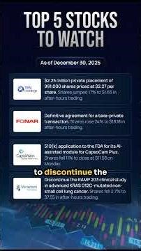 Top 5 Stocks To Watch Today Dec 30th