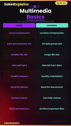 Learn Multimedia in One Video 🚀 | Image, Audio, Video & Compression #saketexplains #dca #pgdca