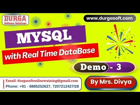 MYSQL with Real Time DataBase tutorials || Demo - 3 || by Mrs. Divya On 07-01-2026 @8PM (IST)