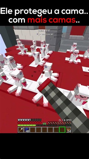 Ele protegeu a cama.. com MAIS CAMAS... #bedwars #hylex #owlclient