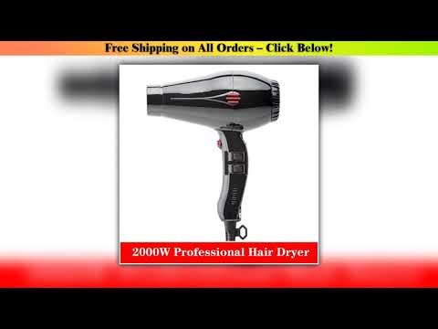 Compact Professional Hair Dryer 2000W Blower with Concentrator 2 Speed 3 Heat Settings Cool Shut