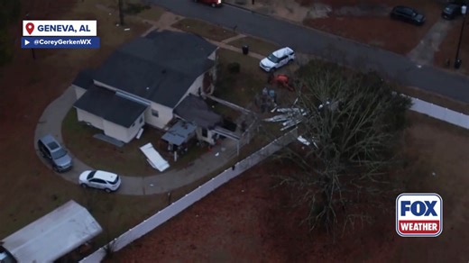 AFTER THE STORM 🌪️: Drone footage captures damage from a possible tornado that stuck Geneve, Alabama, earlier today. You can see homes destroyed, debris everywhere and trees knocked down. | FOX Weather