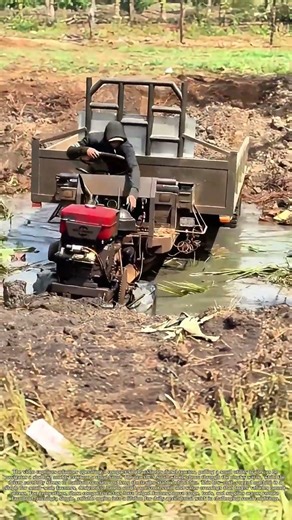 Driving a Mini Tractor Through Muddy Water: How a Small Hauler Crosses a Farm Creek