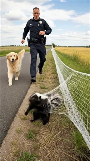 Brave Golden Retriever Seeks Police Help to Free a Trapped Skunk in the USA