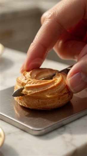 Tiny French Paris-Brest Pastry Ring Made From Scratch 🍩✨ #shorts