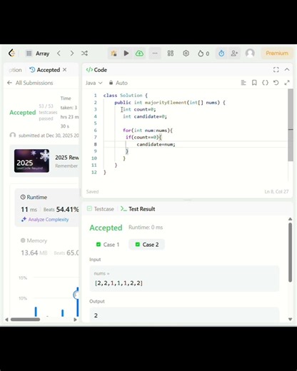 LeetCode 169 | Majority Element| Boyer–Moore Voting Algorithm |Java #coding #programming #java