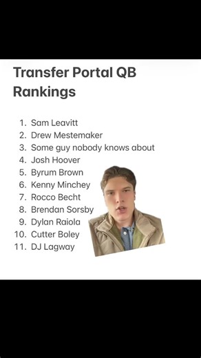 Ian Fritts on Instagram: "MY Transfer Portal QB Rankings #cfb #bama #wreckem #buckeyes #boomer #sooner"