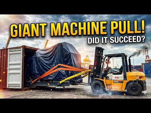 Disaster Avoided? 😱 Forklift Unloading MASSIVE Machine from Container