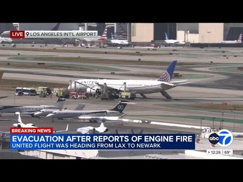 United flight to New Jersey returns to LAX due to engine issue; plane evacuated