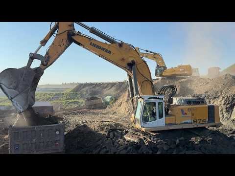 Liebherr 974 & Caterpillar 395 Loading Overburden On Trucks - Sotiriadis/Labrianidis Mining 4k