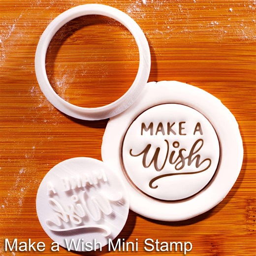 Make a Wish Mini Cookie Cutter & Stamp Set – Birthday Fondant Cutter for Cupcake Decorating - Etsy