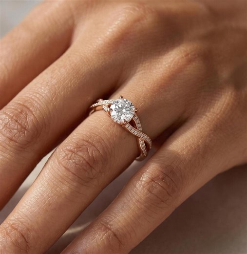 Rose Gold Engagement Rings 14k Solid Rose Gold Diamond Luxury Romantic Infinity Wedding Anniversary for Her Unique Bridal Jewelry Gift Set - Etsy