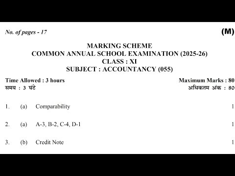 🥳Subject-Accountancy(055)/class -11(Xl)/21/02/26/solutions/ answer key/DOE annual exam/morning shift