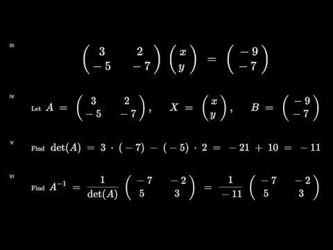 Solve a System of Linear Equations Using Matrices (Determinant + Inverse Method)
