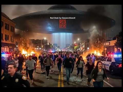 Alien UFO Invasion Red Desk Crew on scene v