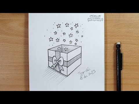 How to Draw a Christmas Gift Step by Step | Easy Holiday Pencil Sketch for Beginners