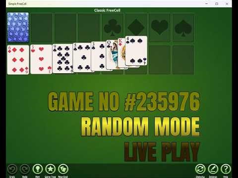 HOW TO PLAY FREECELL SOLITAIRE GAME NO #235976 - LIVE PLAY - RANDOM MODE FOR BEGINNER #freecell