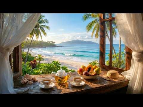 Sunny Beach Window 🌊 Ocean Waves, Birdsong and Fresh Sea Air for Study and Relaxation