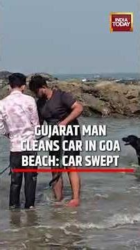 Viral Video: Gujarat Tourist Cleans Car in Gao Beach, Car Swept in Water; Driver Detained