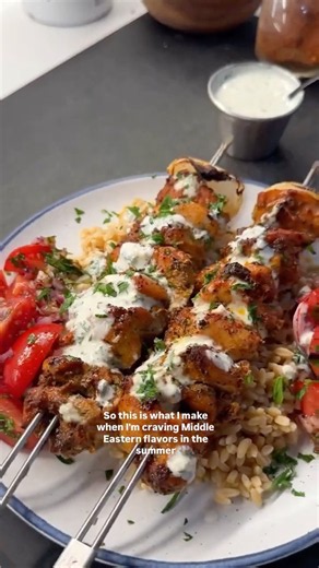 Middle Eastern Chicken with Tomato Salad & Garlic Sauce